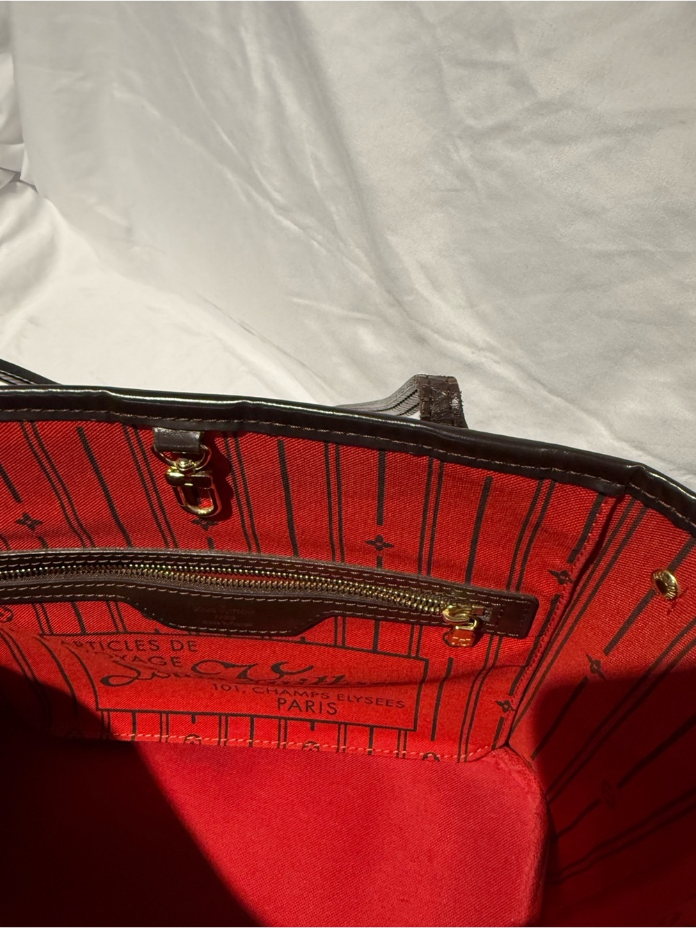 Louis Vuitton Brown Damier Ebene Canvas Tote with Dark Brown Trim - Picture 5 of 10